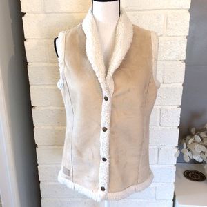 Shaver Lake Faux Suede Sherpa Lined Button Up Vest
